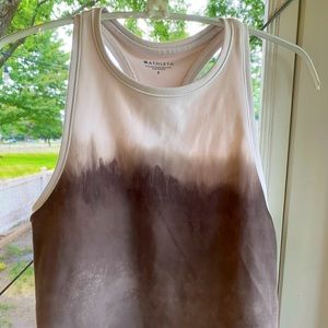ATHLETA Cropped Racerback Tank Top Size S Brown/White